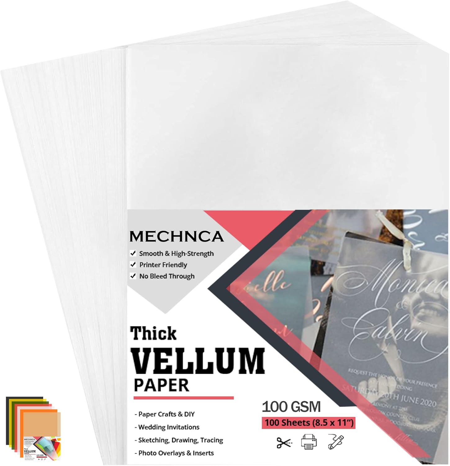 Buy Vellum Paper 8.5 x 11 Translucent Printable Pack of 100 Tracing