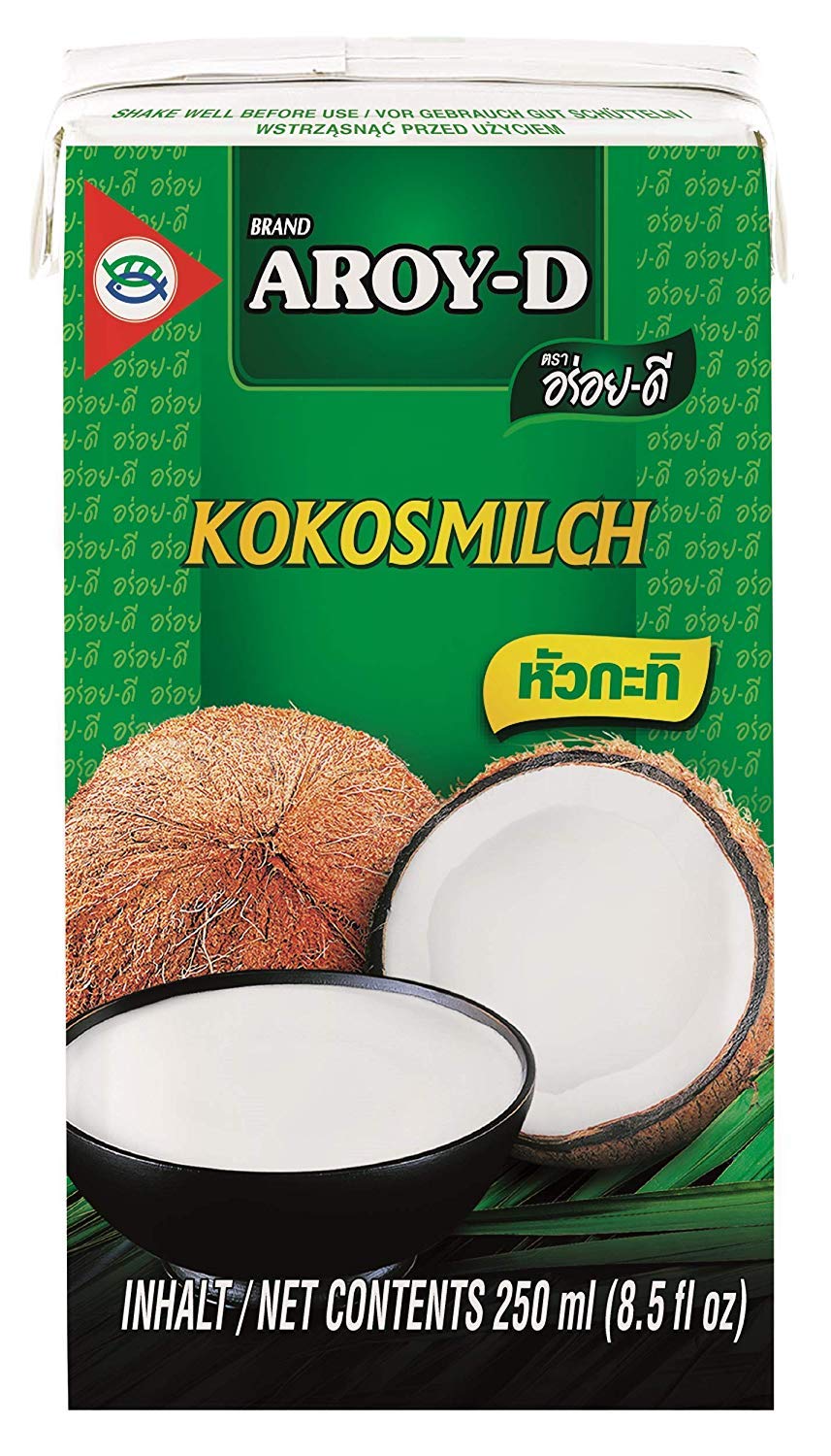 Aroy-D - Leche de coco con E435 - Paquete de 5 (5 x 250 ml)