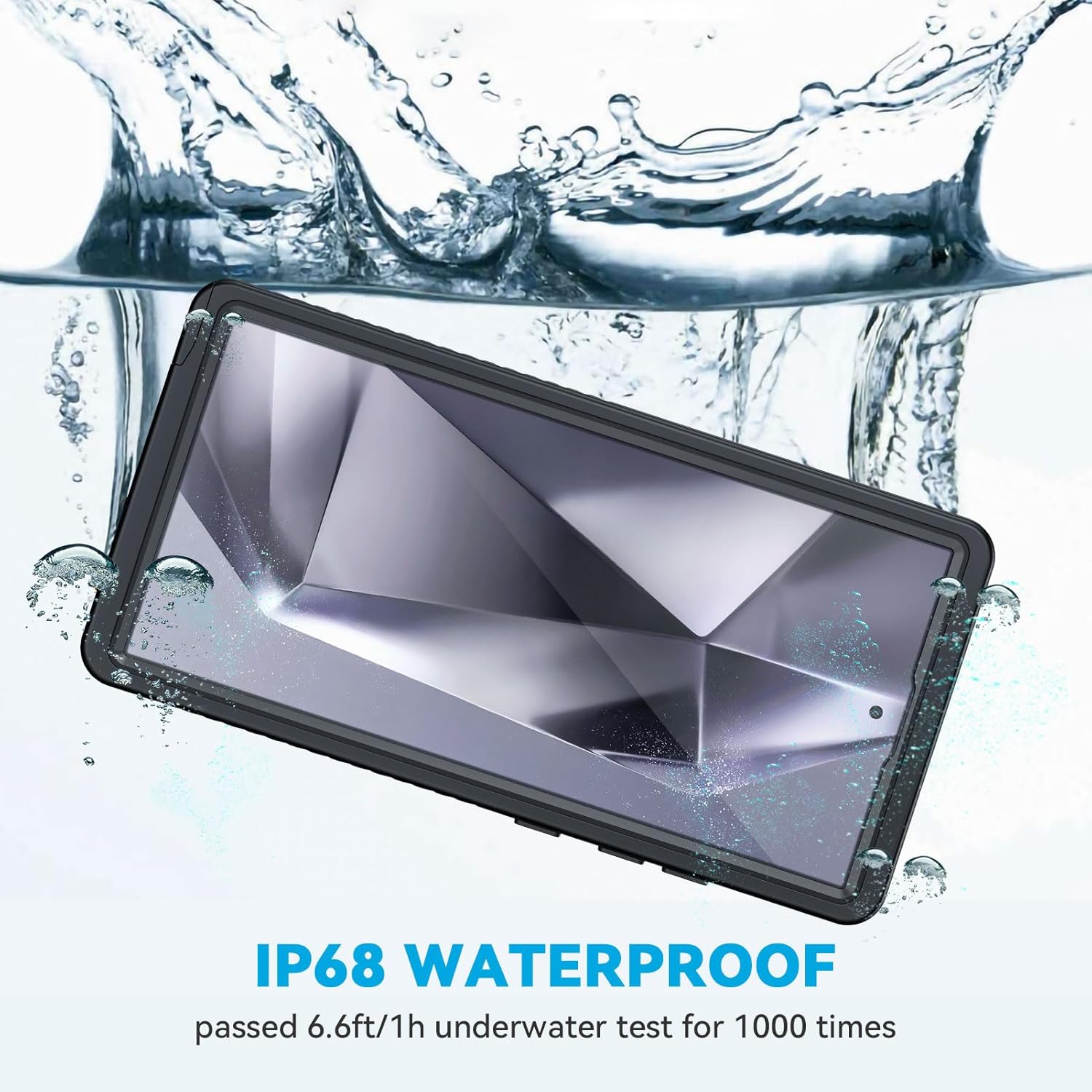 Lanhiem for Samsung Galaxy S24 Ultra Waterproof Case, IP68 Dustproof Built-in Screen Protector, Rugged Full Body Shockproof Protective Cover for Galaxy S24 Ultra 6.8 Inch, Black/Clear