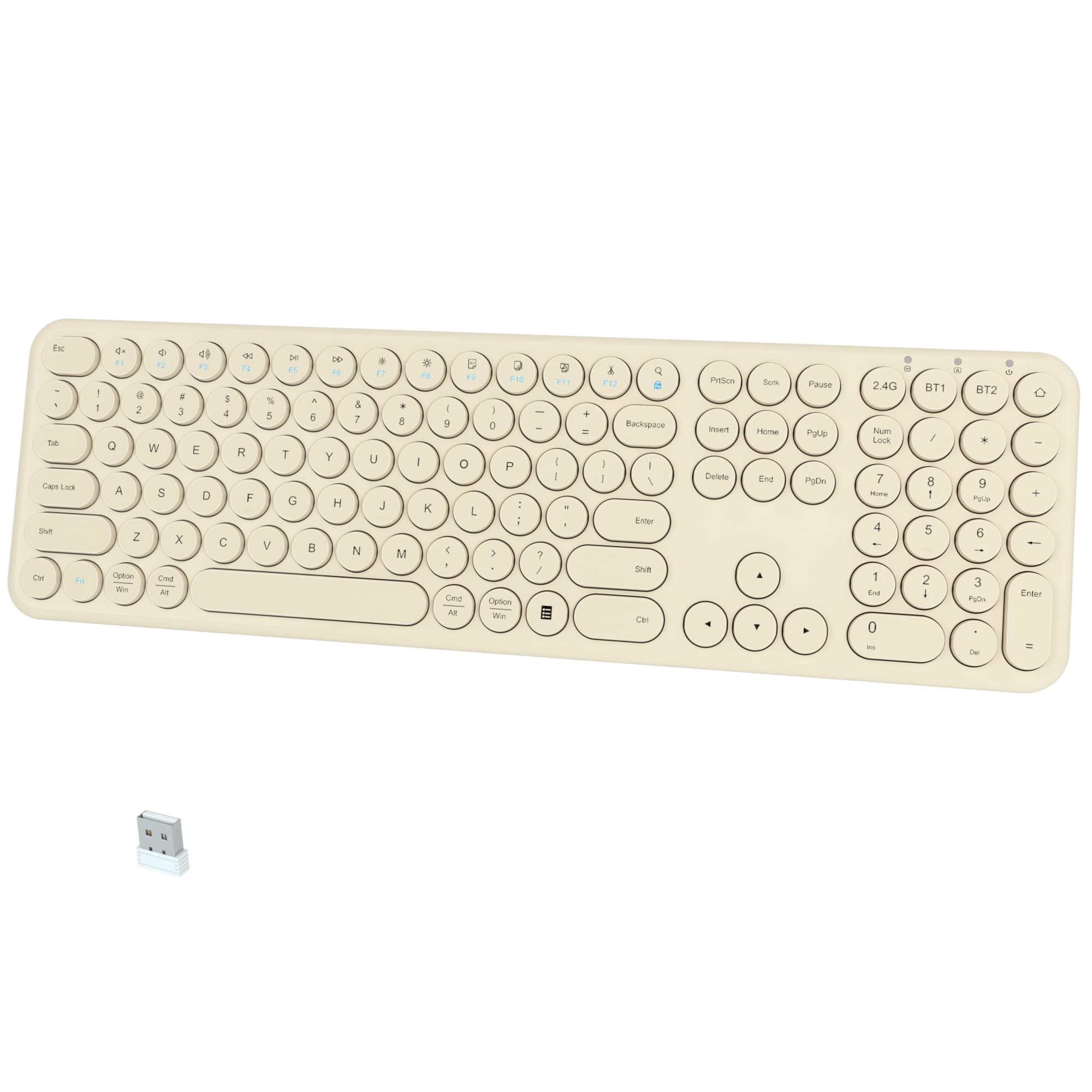 Teclado Bluetooth silencioso – Teclado inalámbrico estético multidispositivo – 110 teclas de tamaño completo delgado lindo teclado para laptop, computadora, PC, portátil, Windows, Mac OS, Android