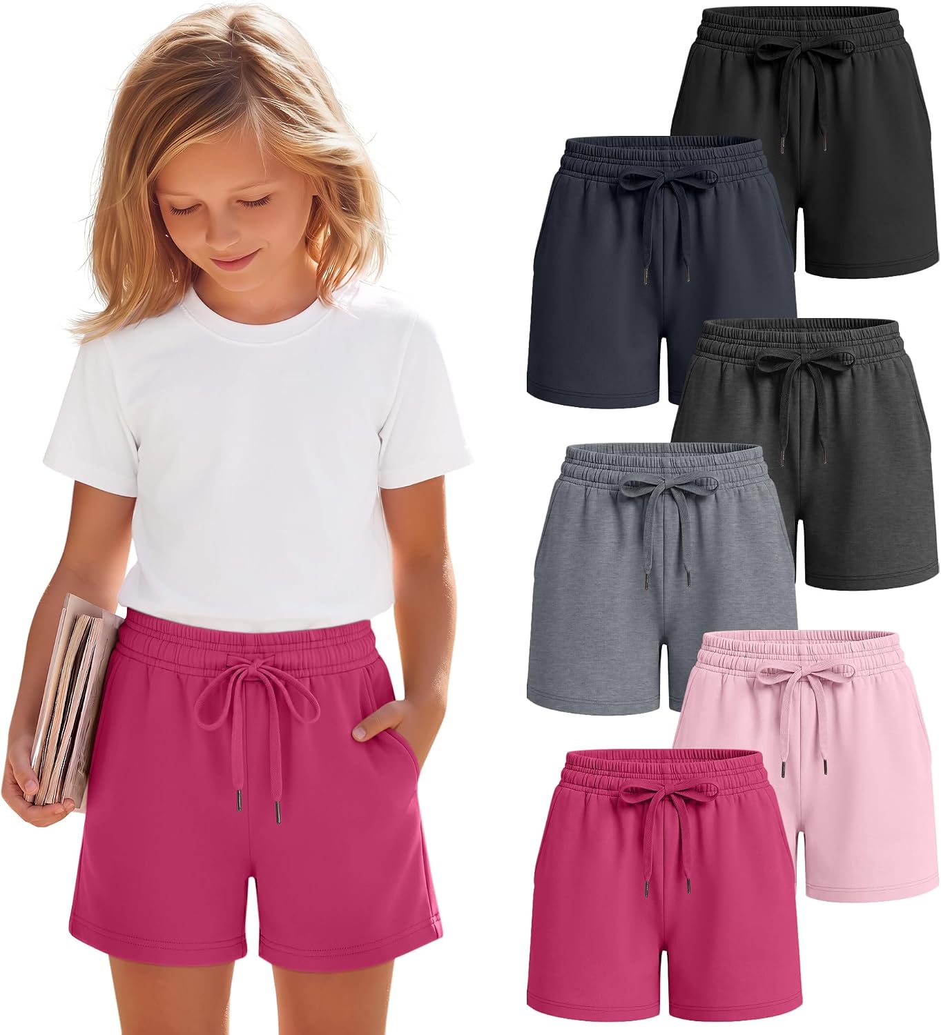 6 Pack Girls' Wide Leg Shorts