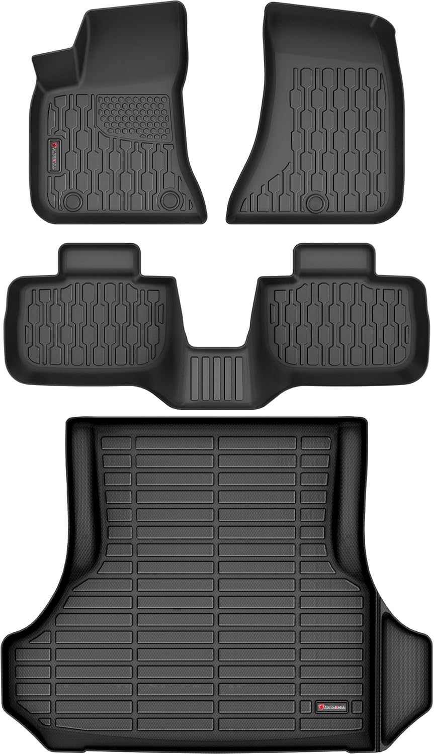 Floor Mats & Cargo Liner Compatible with 2011-2023 Dodge Charger RWD & Chrysler 300 Rear-Wheel Drive ONLY Cargo Mat, Full Set All Weather Protection 1st, 2nd Row Car liners & Trunk Mat, Black Dodge Charger RWD 2011-2023