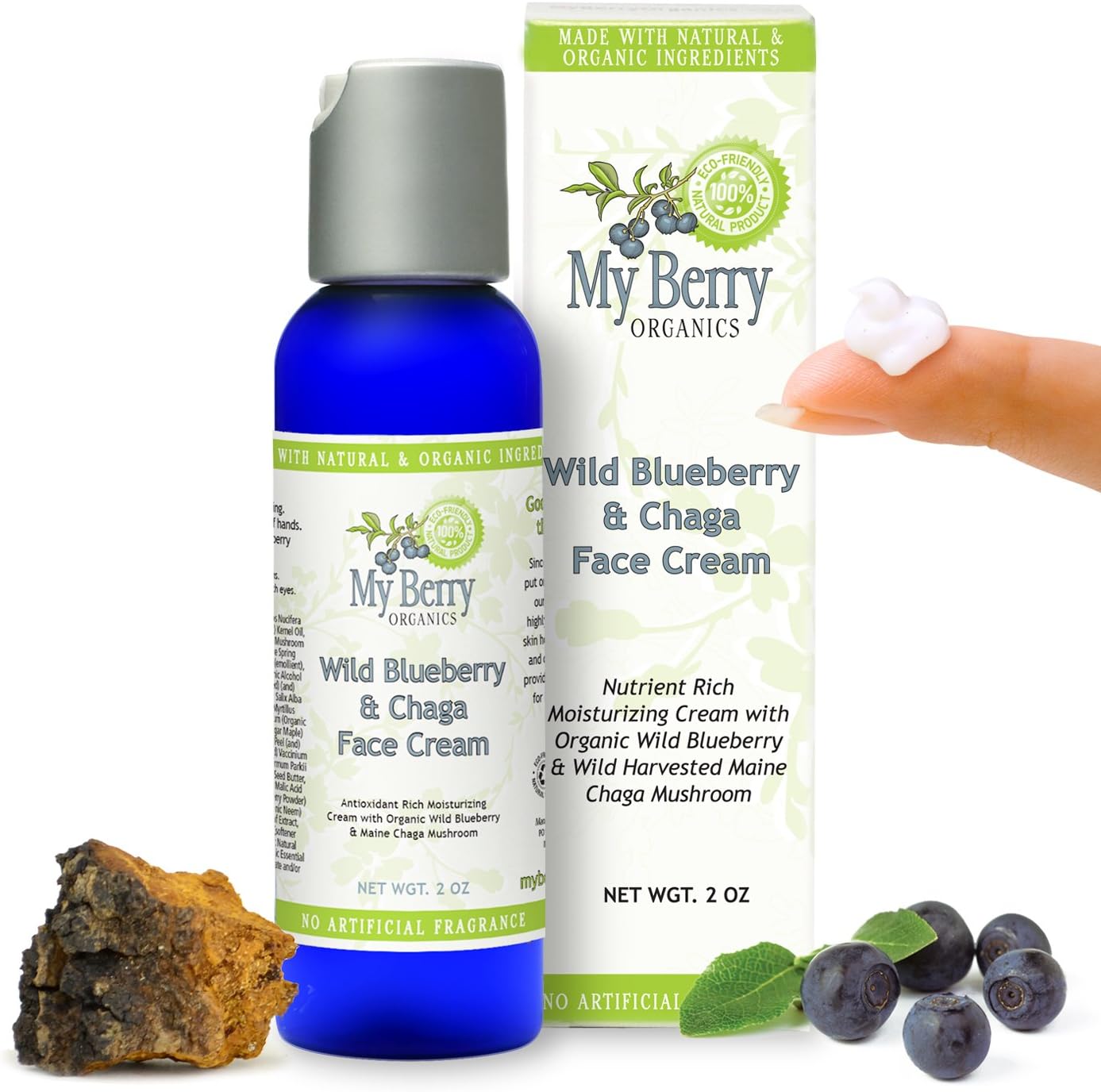Wild Blueberry & Chaga Face Cream, With Wild Blueberry & Maine Chaga Mushroom For Highest in Skin Health