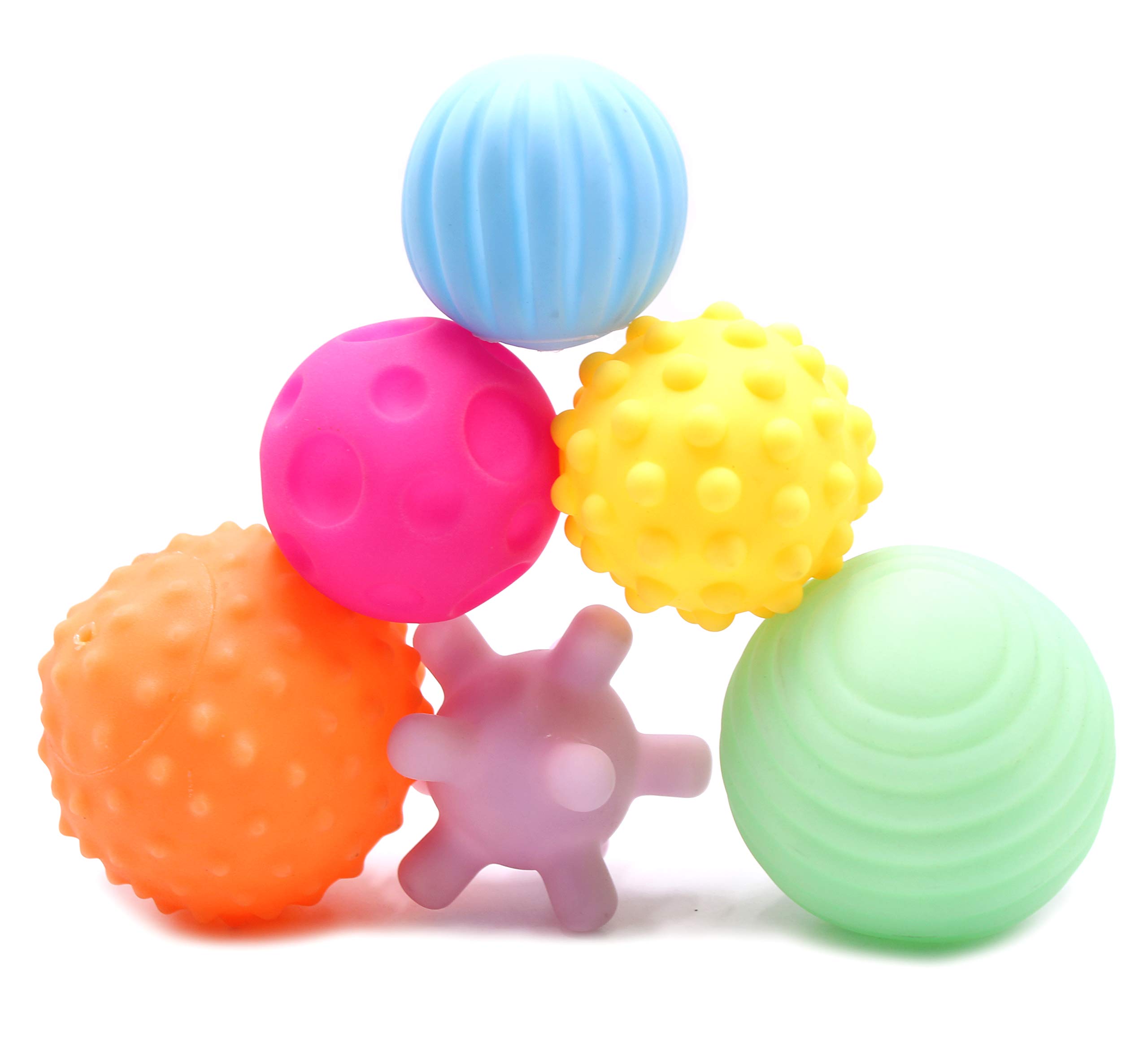 6 Pack Sensory Balls for Baby and Kids, Massage Soft & Textured Balls Spray Water Balls Set Develop Baby's Tactile Senses Toys for Infant Touch Hand Ball