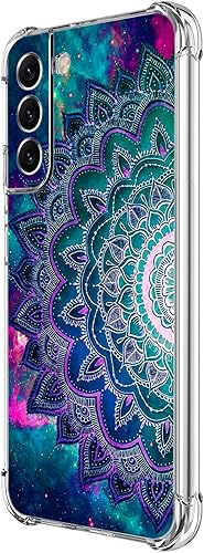 Funda para Galaxy S22, diseño de flores de mandala, protección contra caídas espaciales, a prueba de golpes, TPU de cuerpo completo, resistente a