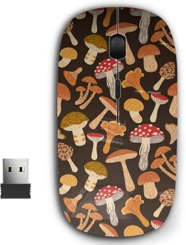 2.4G Ergonomic Portable USB Wireless Mouse for PC, Laptop, Computer, Notebook with Nano Receiver Mushrooms Colorful