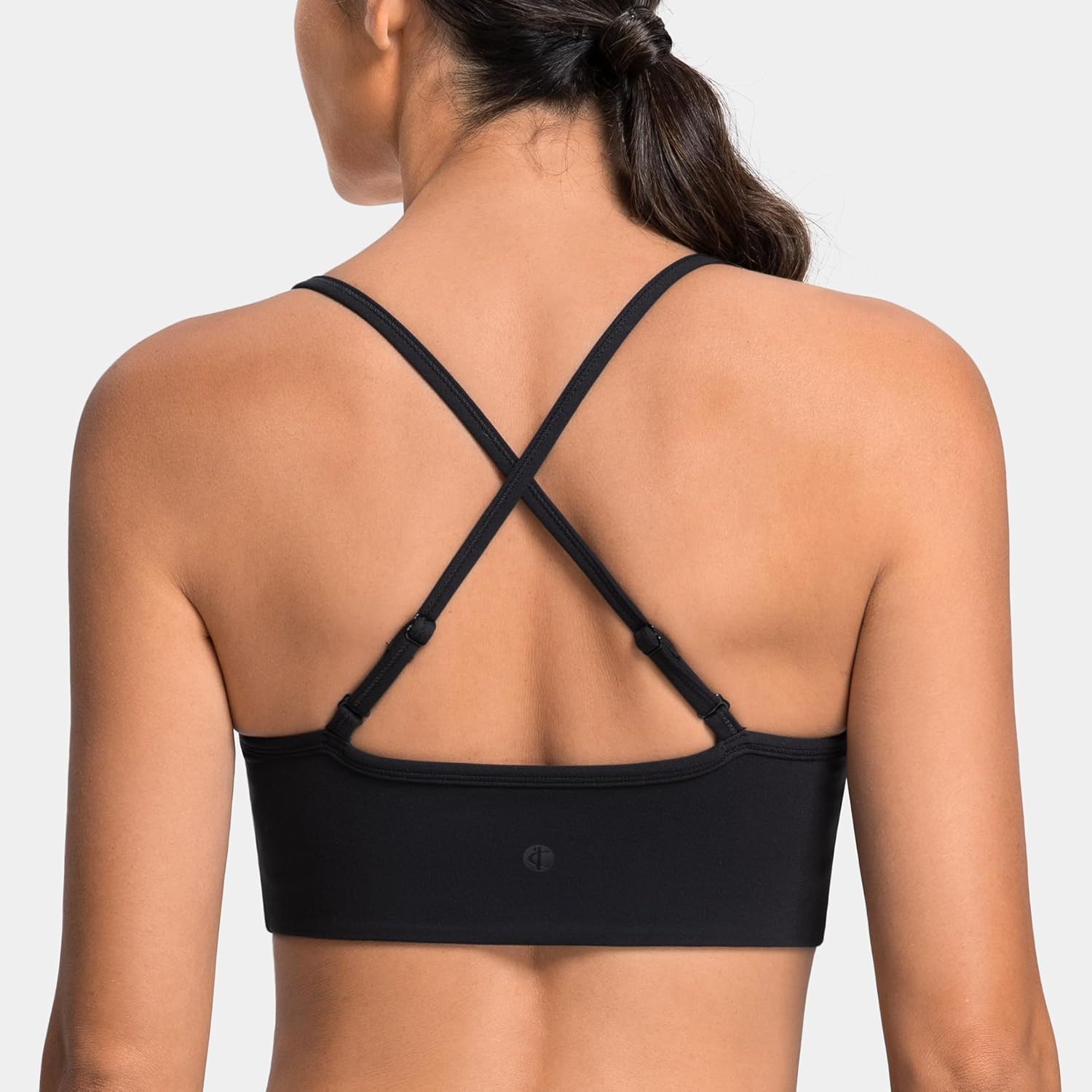 Colorfulkoala Dreamlux Adjustable Spaghetti Strap Sports Bras for Women V-Neck Padded Crisscross Back Workout Yoga Tops