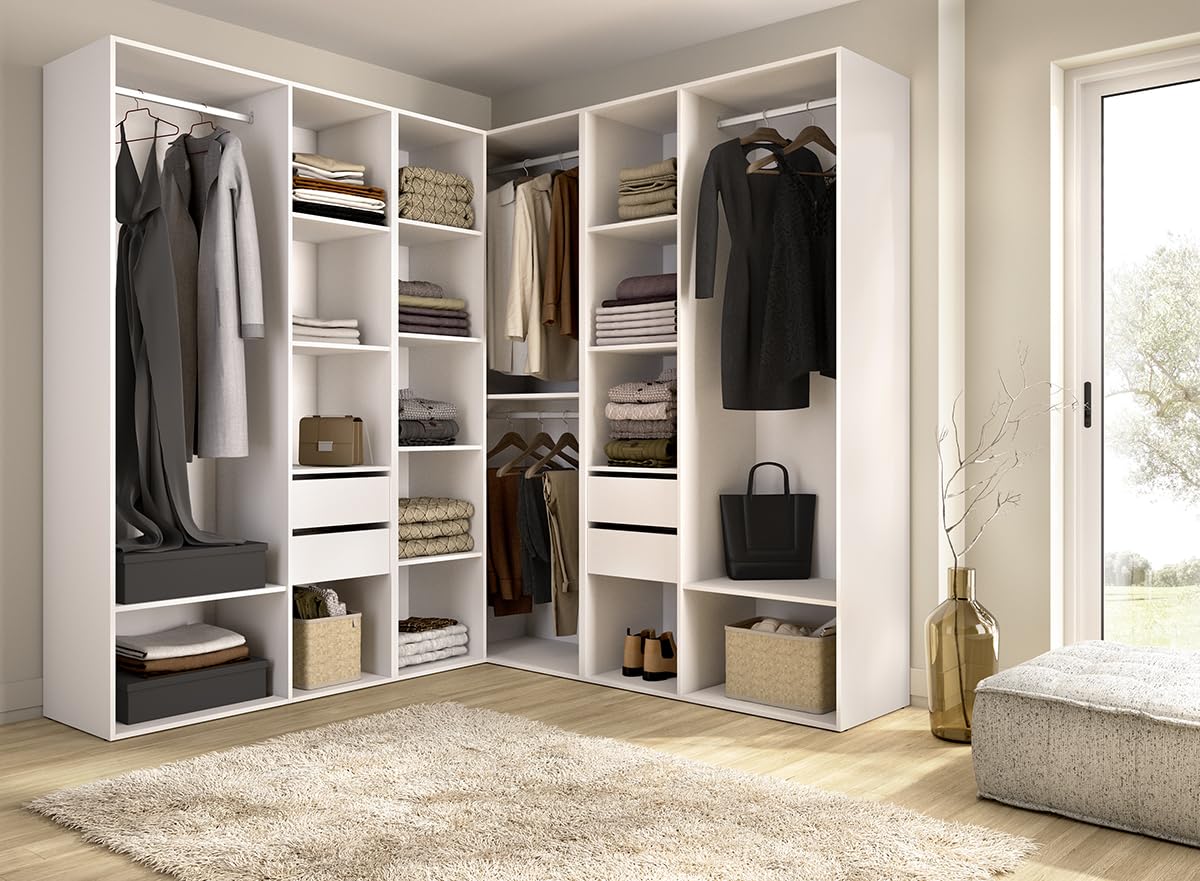DEKIT Grupo RIMOBEL-Conjunto Armario-VESTIDOR Rincon con Trasera Reversible