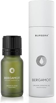 Bursera Organic Bergamot Essential Oil, Tree Planted with Every Order, 100% Pure Bergamot Oil, 10ml Undiluted High Grade Natural Oil for Diffuser, Shower, Skin and Aromatherapy