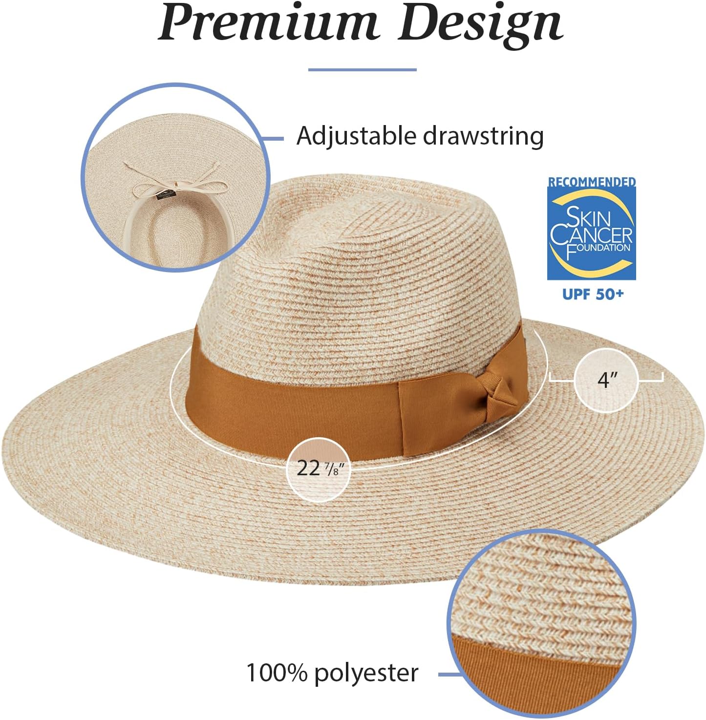 Wallaroo Hat Company Women’s St Lucia Fedora – UPF 50+, Lightweight, Wide Brim, Adjustable, Travel Friendly, Packable