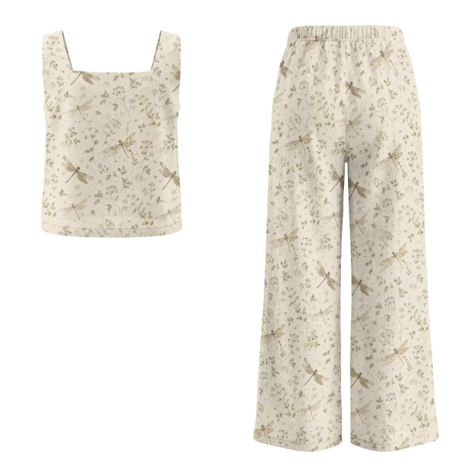 Xoenoiee Set di due pezzi da donna con canottiera e pantaloni, abiti estivi abbinati per spiaggia e vacanze