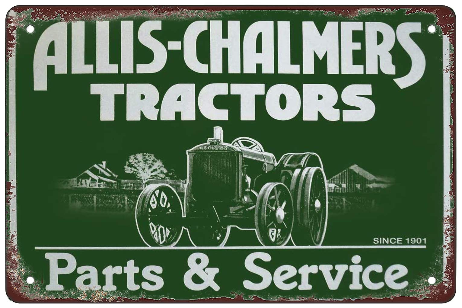 ILYIBGO Allis Chalmers Tractor Farm Equipment Parts Service Vintage Metal Tin Sign for Men Women,Wall Decor for Bars,Restaurants,Cafes Pubs,12x8 Inch