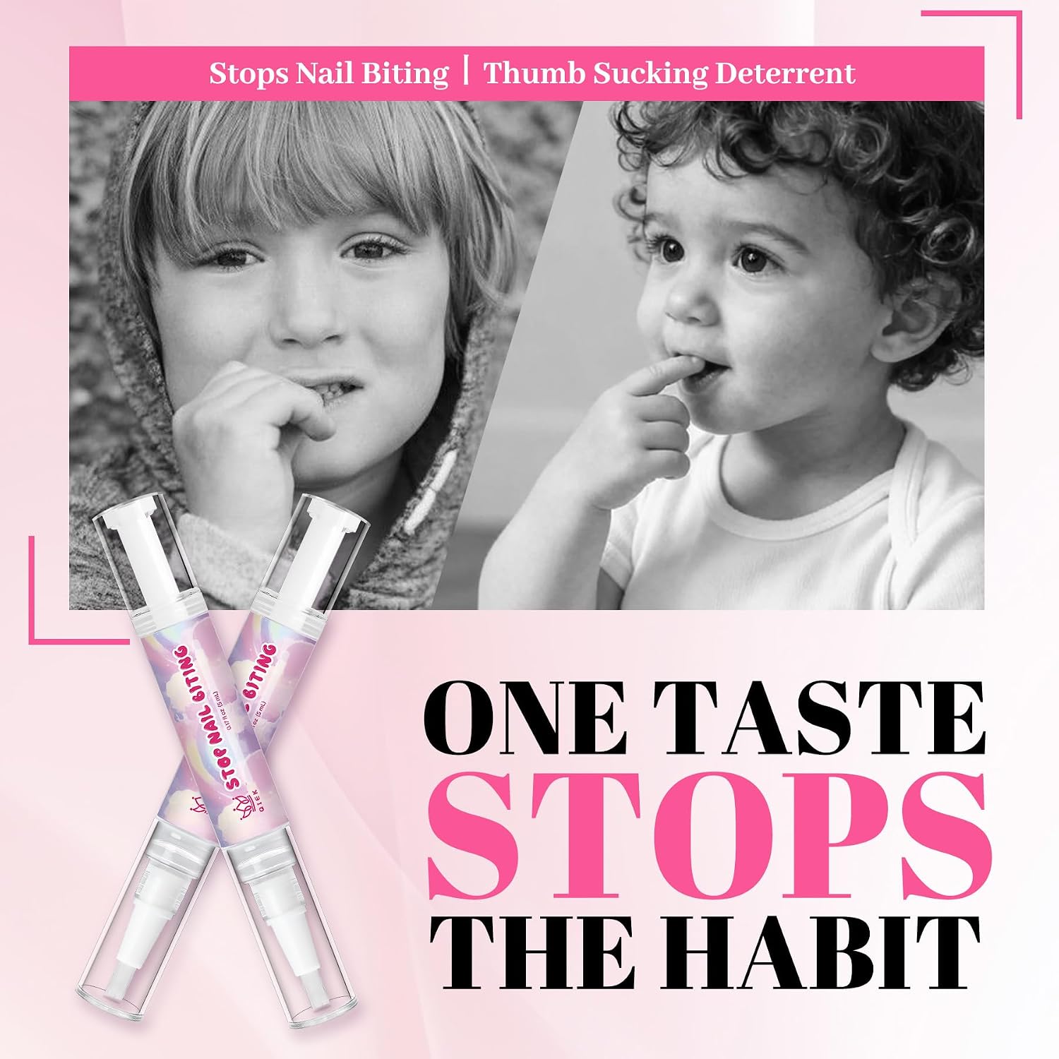 2 Packs Nail Biting Treatment for Kids Stop Biting Pens Prevention Thumb Sucking Deterrent Nail Polish Fast Dry Long Lasting Non Toxic Natural Nail Care Pen for Children Teens Adults Biters(10ML)