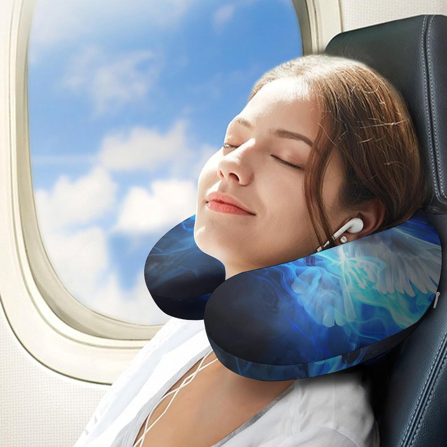 White Holy Spirit Dove Funny Travel Pillow U Shaped Memory Foam Neck Pillows Portable for Flight Car Home Office