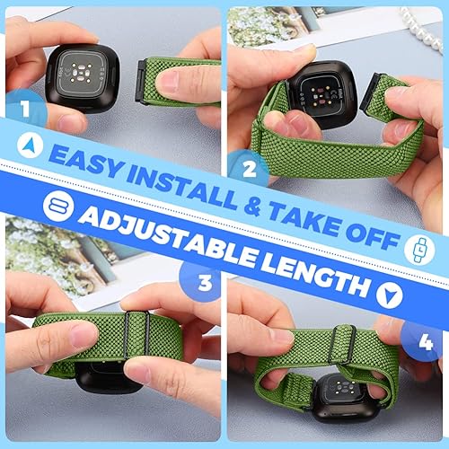 Miniatura 5 de Paquete de 10 bandas elásticas de nailon compatibles con Fitbit Versa 4, Fitbit Sense 2, Fitbit Versa 3, Fitbit Sense 3, Fitbit Sense para mujeres y