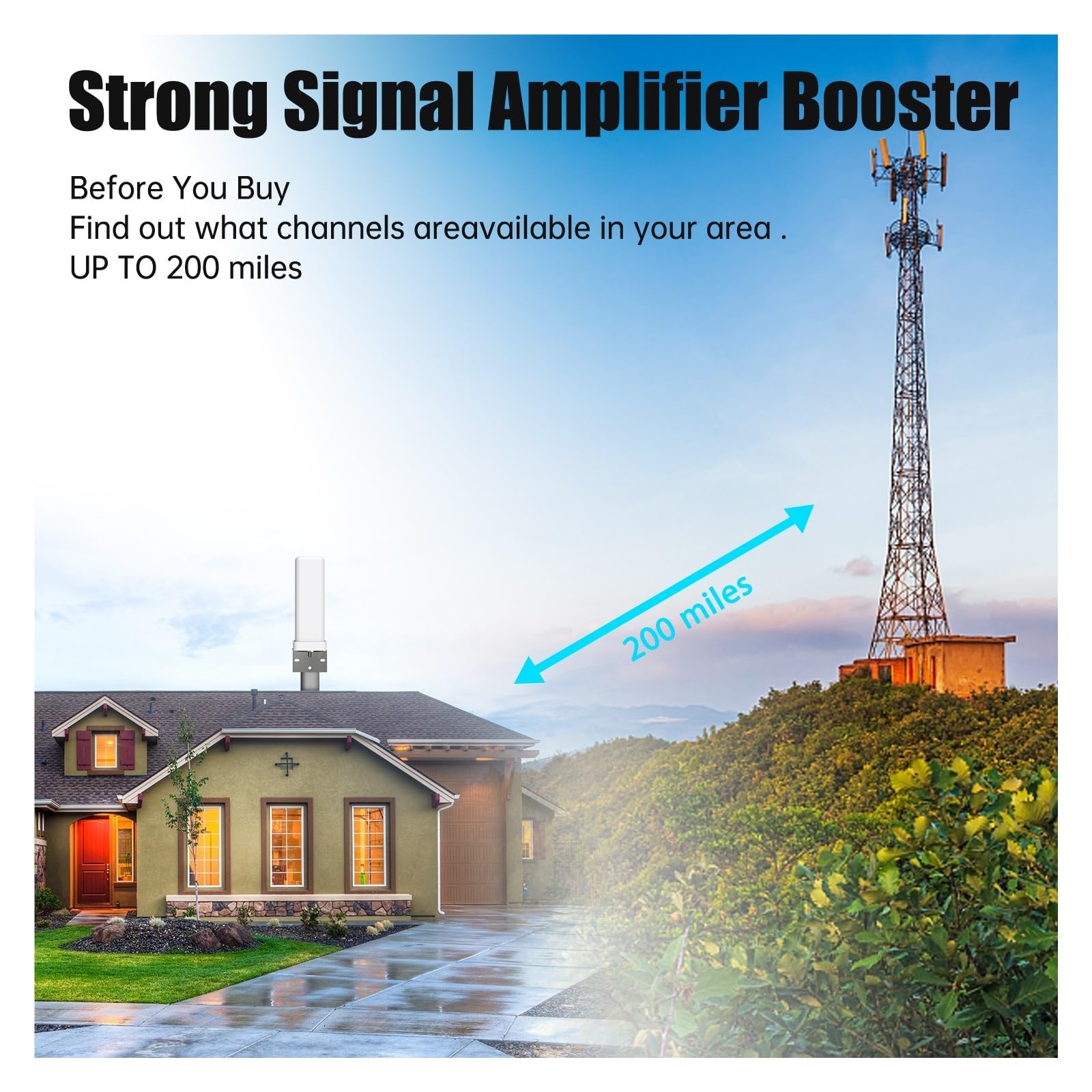 Antenna TV Esterna Da 6000 Miglia, Amplificatore Di Segnale For Digitale HDTV 4K, 35 DBi Copertura più ampia