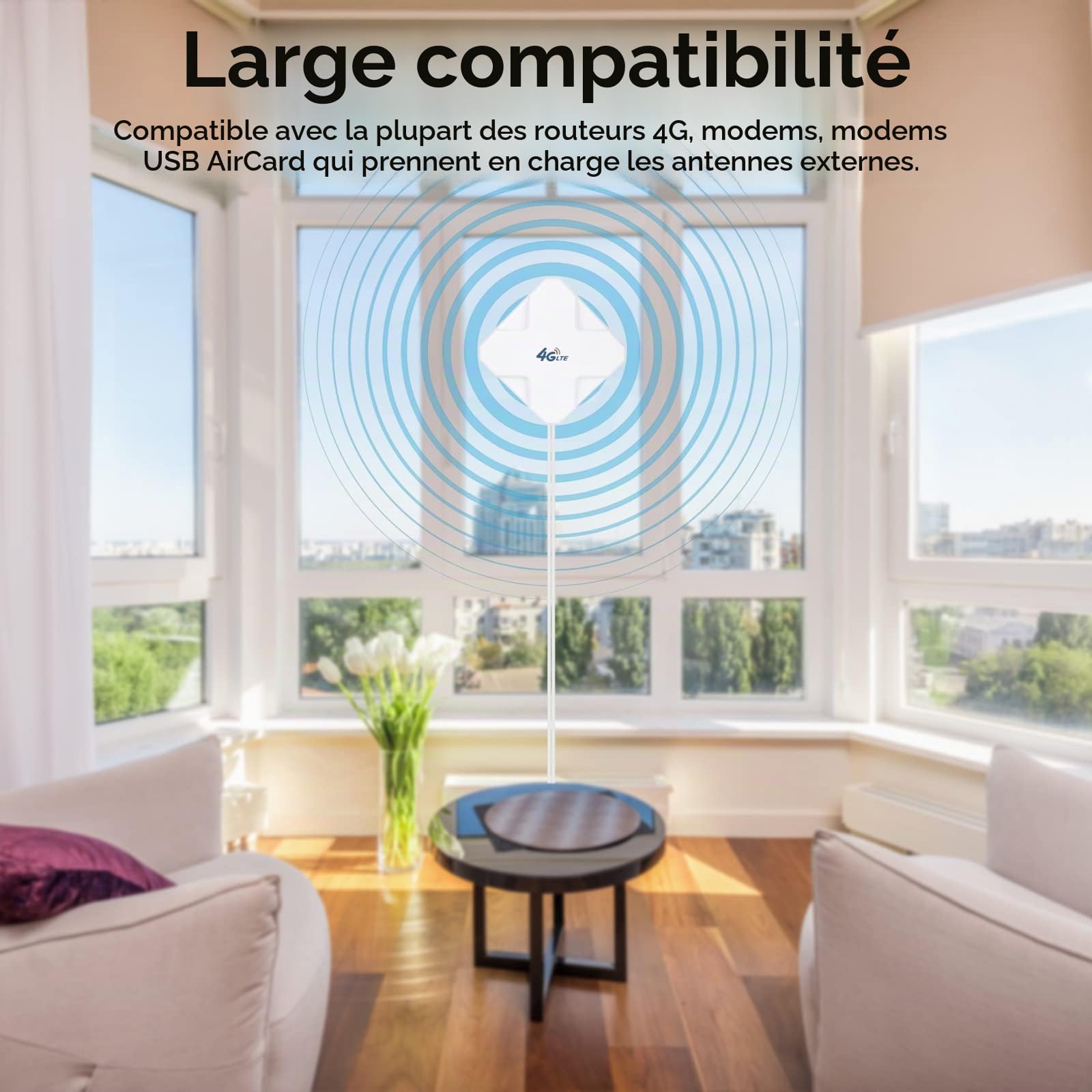 4G LTE Antenne SMA, Connecteur Amplificateur de Signal d'extérieur récepteur 35dbi Haut Gain Réseau à Longue Portée Ethernet pour WiFi routeur Haut débit Mobile (SMA)