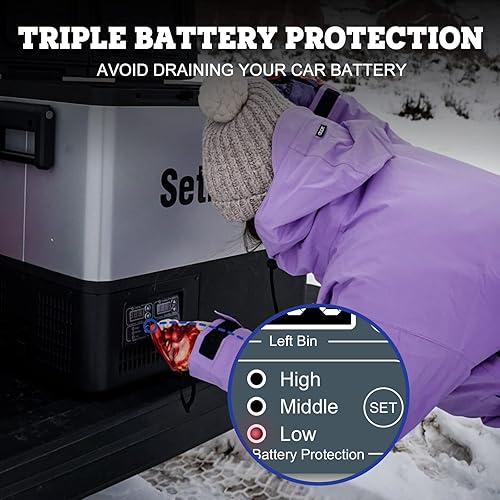 Miniatura 4 de Setpower PT35 - Refrigerador de coche con cubierta, congelador portátil de doble zona de 37 cuartos de galón, refrigerador eléctrico de 12 voltios