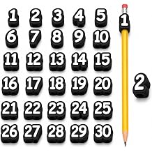 Numbered Pencil Toppers 1-30 Black