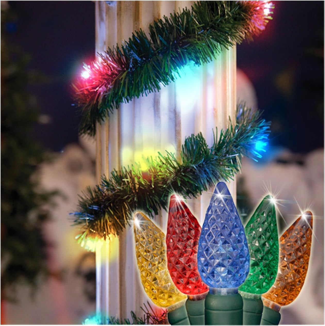 Brite Star 18-Foot Christmas Garland with Multi Lights - Perfect for Indoor or Outdoor Fireplace Mantle Decor, Kitchen Light, or Christmas Decorations Tree - Pre-lit Pine Garland For Holiday