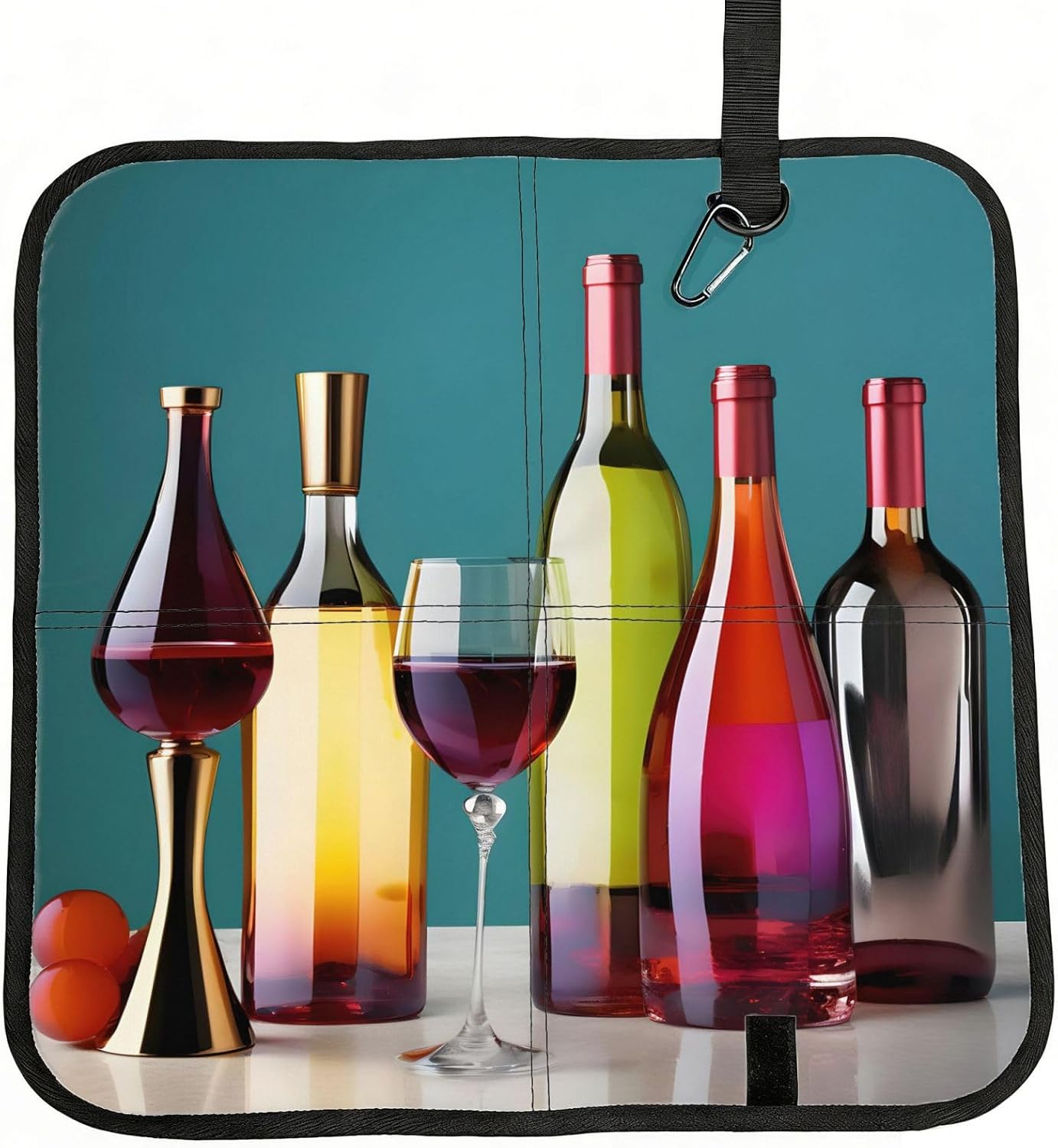 Cocktail Glasses and Wine Bottless Print Foldable Seat Cushion Portable Chair Pad Lightweight Travel Outdoor Seating