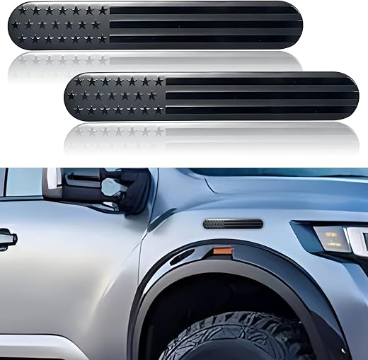 2 Pack USA American Metal Flag Car Fender Emblem Embossed 3D Metal Adhesive Sports Truck Car Badge USA Flag Sticker for Ca...