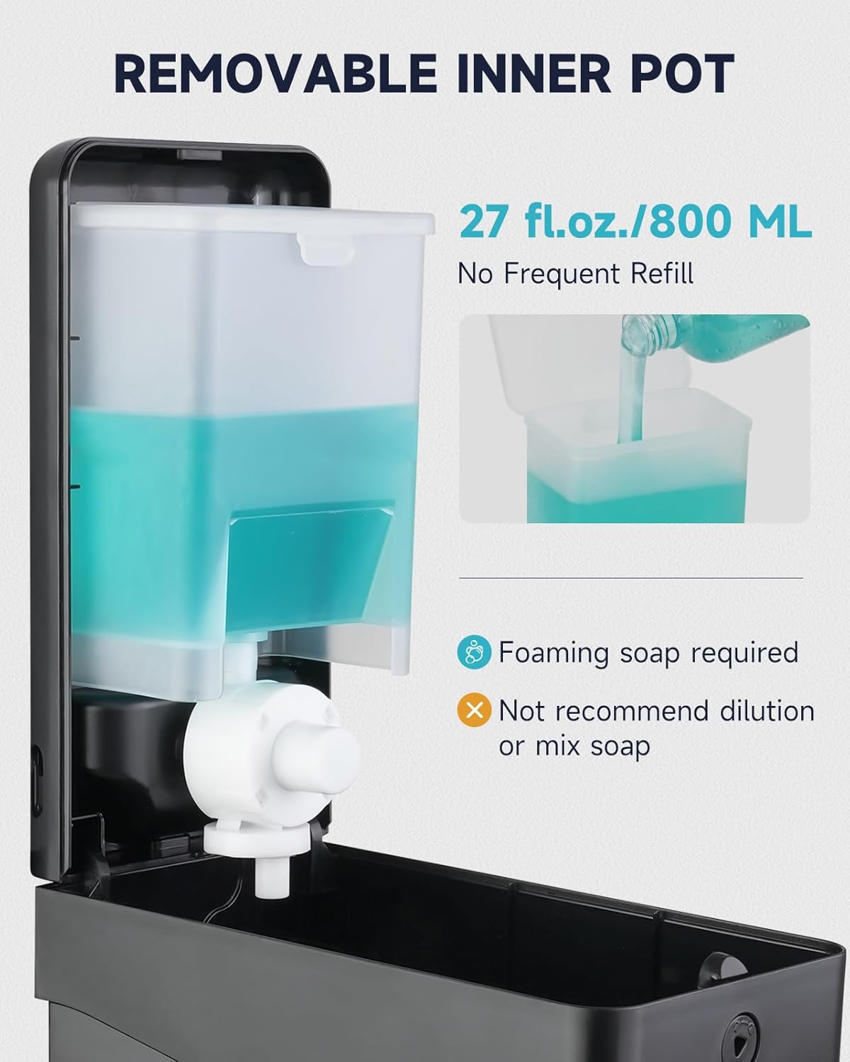 AIKE Manual Commercial Foam Soap Dispenser and Air Wiper Compact Wall Mount Hand Dryer Bundle, Model AK1006F & AK2630S Black