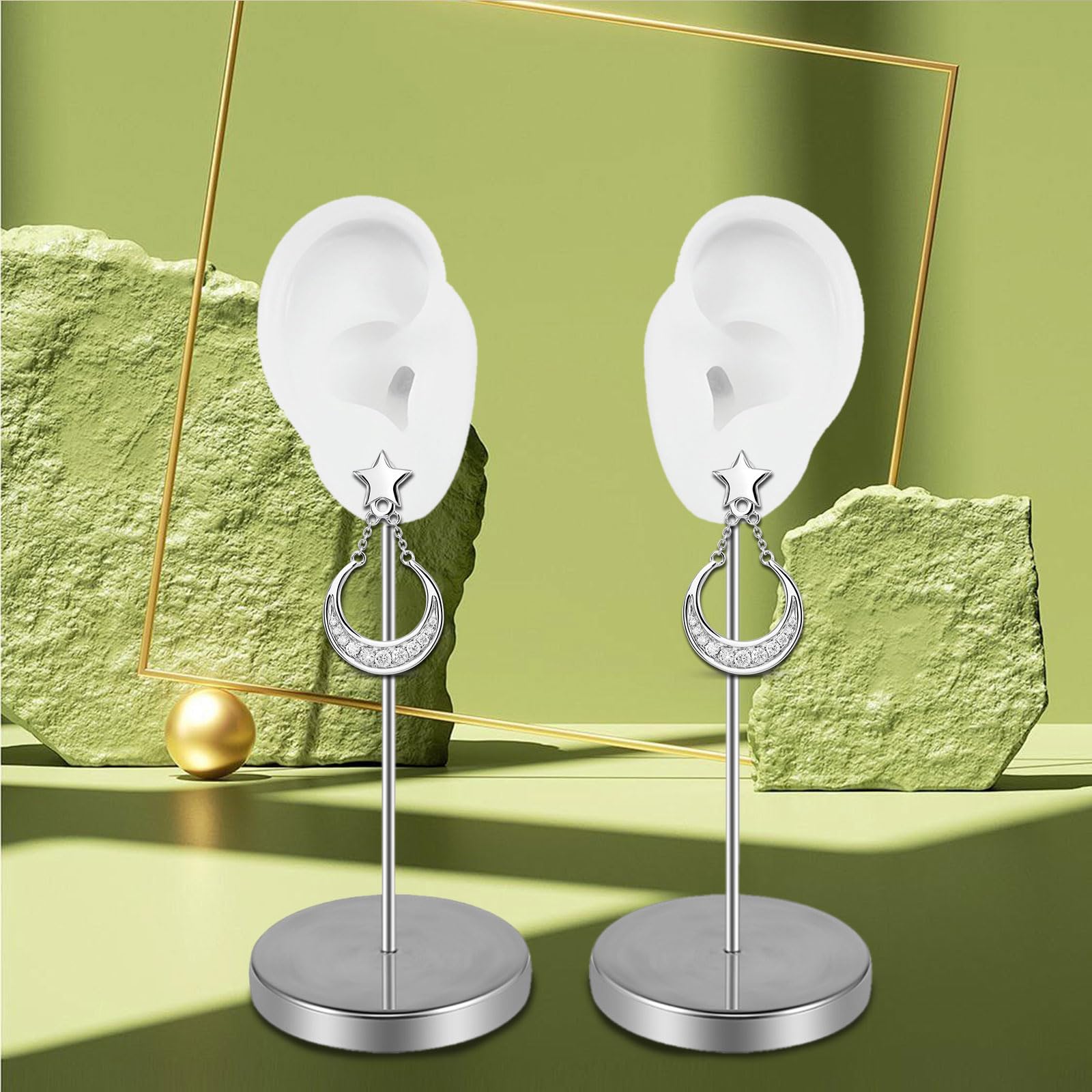 GKOXUQ Flexible Silicone Ear Mannequin for Piercing Techniques Realistic Left and Right Human Ear Molds Jewelry Exhibits Props