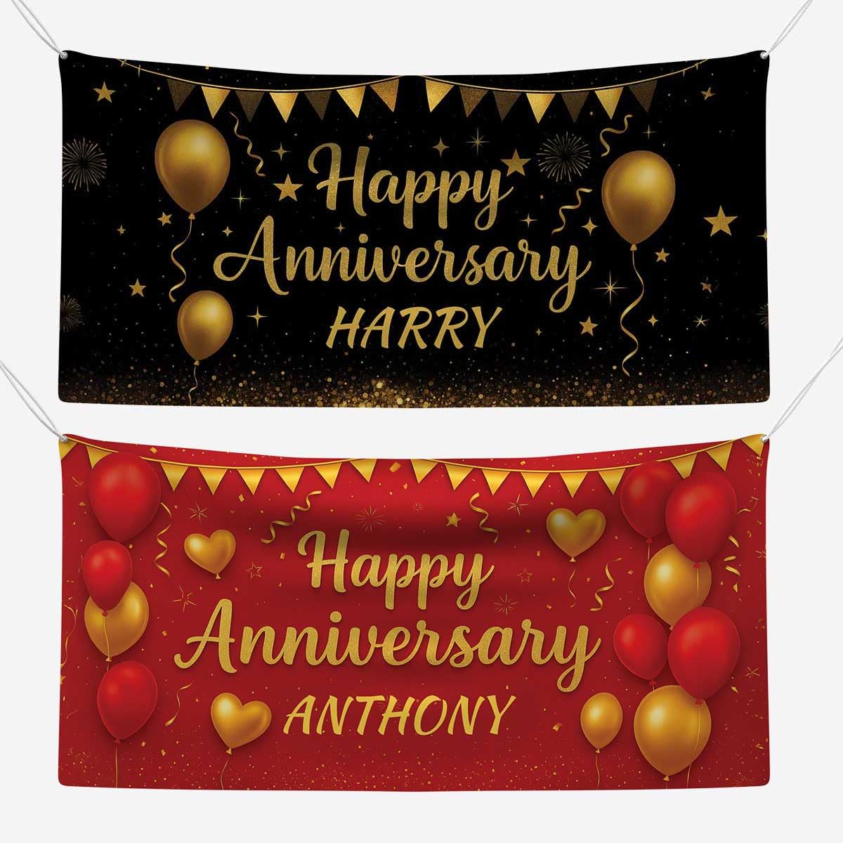 Zafs Happy Anniversary Banner for Couple Celebration Elegant Anniversary Party Wall Decor and Photo Backdrop