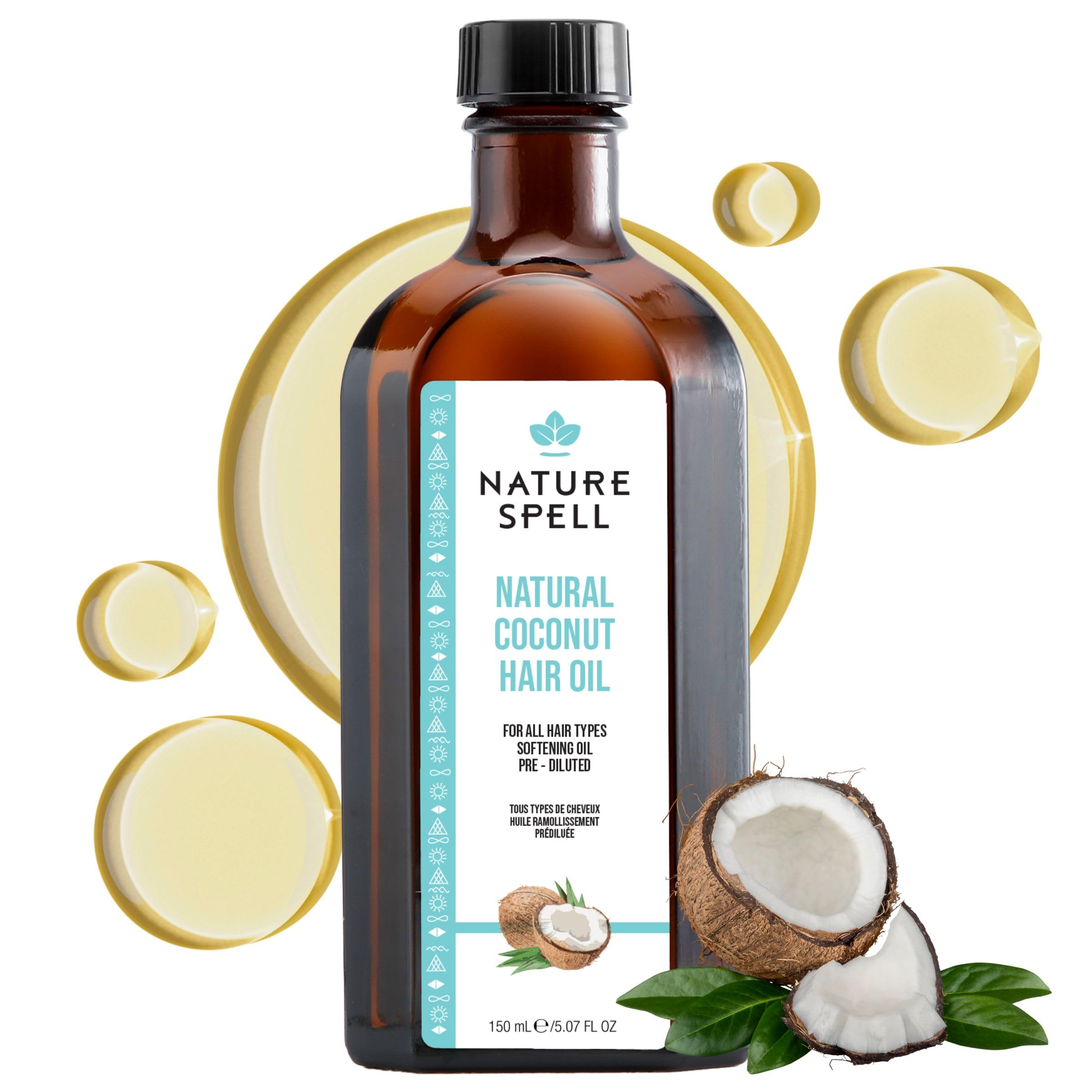 Coconut Oil for Hair, Pre-Diluted Oil to Deeply Moisturise & Repair Damaged Strands, Multipurpose Use, For All Hair Types, Vegan, 5.07 FL OZ