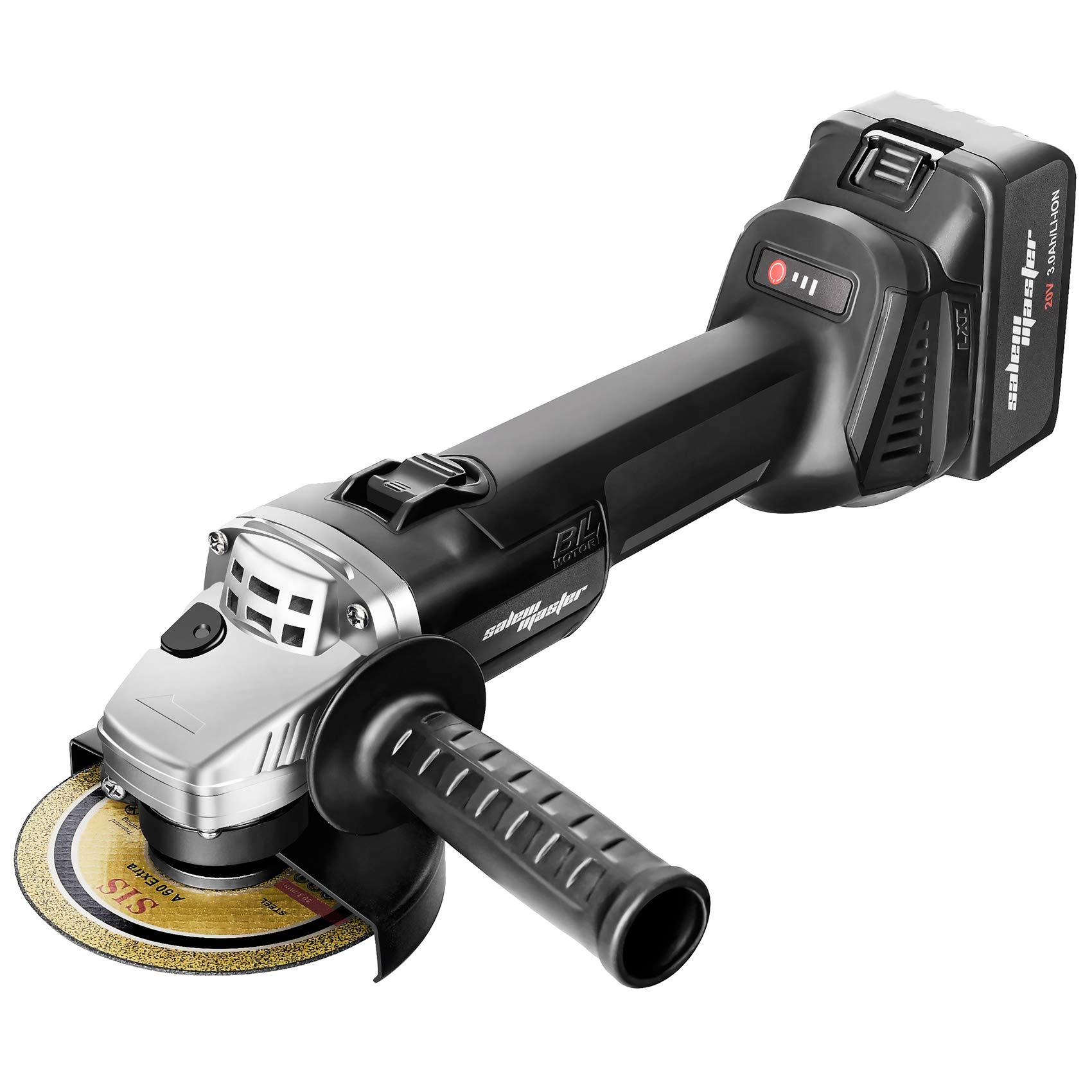 SALEM MASTER Cordless Angle Grinder, 4 1/2 Inch,8000RPM, 20V/3Ah Li-Battery & Fast Charger, Brushles