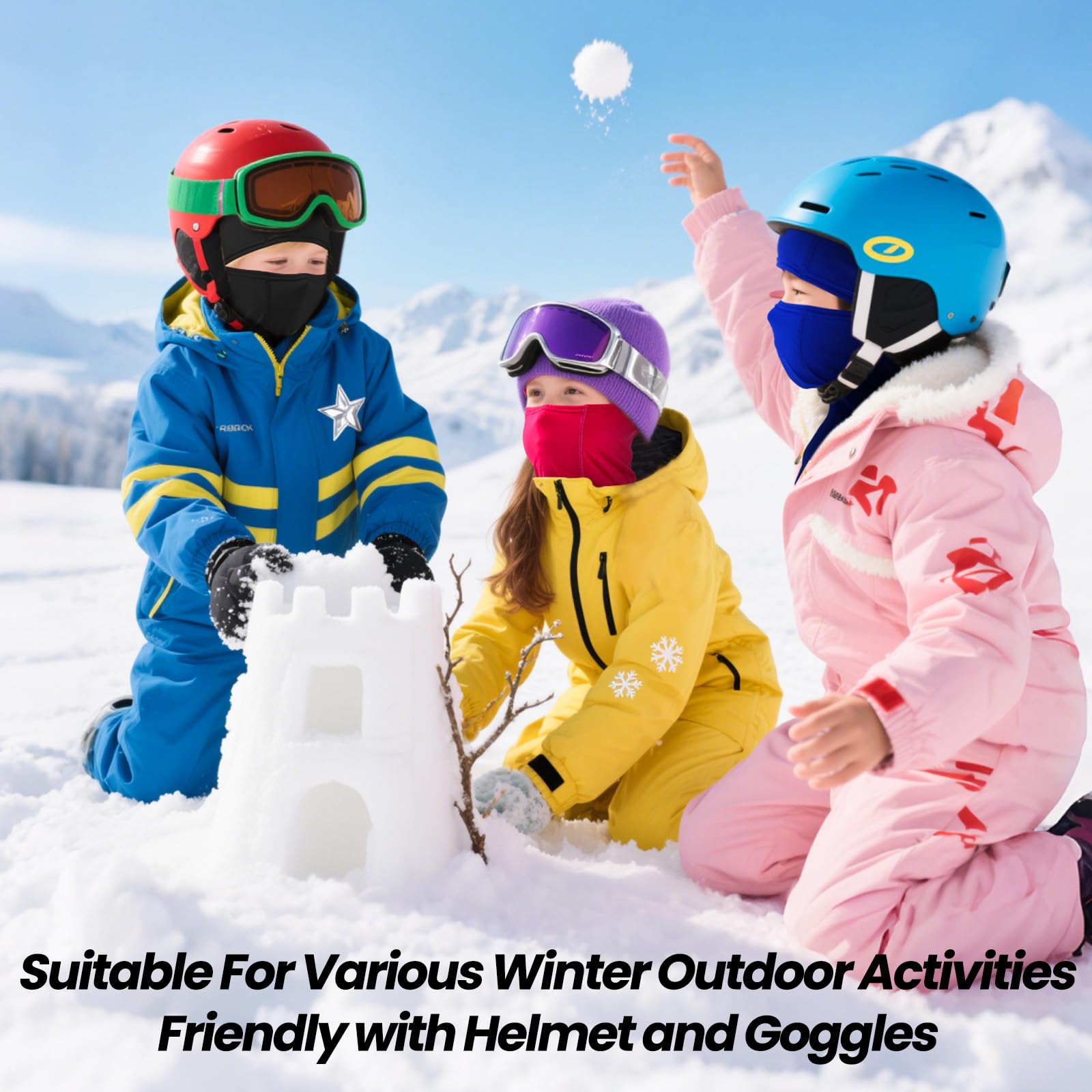 Balaclava Invierno para Niños, Antiviento, Máscara de Esquí para Chicos, Braga Térmica Multifuncional para Esquiar y Ciclismo