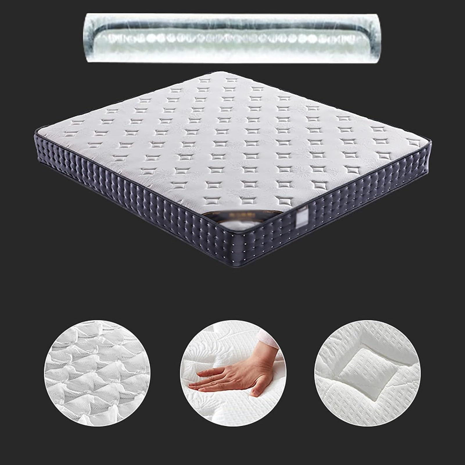 Materac hybrydowy – pianka z pamięcią kształtu i sprężyna wewnętrzna, wsparcie dla bólu pleców, grubość 25 cm, oddychająca izolacja ruchu, redukcja nacisku, wygodnie zapakowany w pudełko