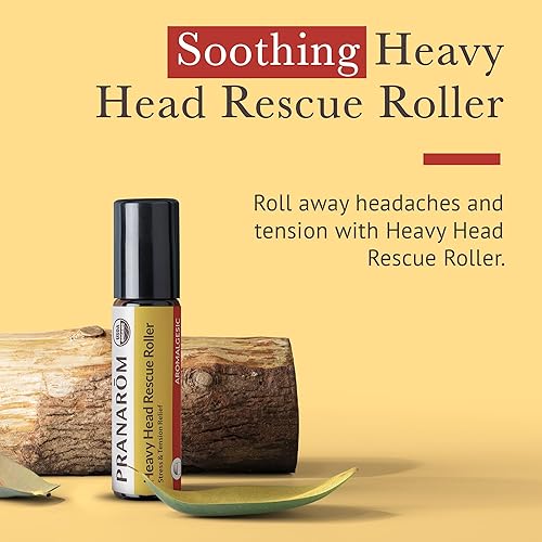 Miniatura 2 de Pranarom - Heavy Head Rescue Roller 0.3 fl oz - Aromaterapia con aceites esenciales - Mezcla orgánica para tensión - Efectos de calentamiento y