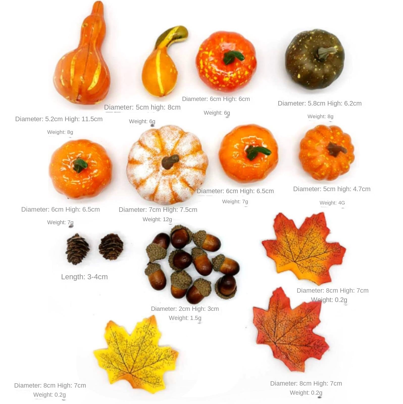 Decorativi Frutta Finta Artificiali Set di Decorazioni Miste da 13 Pezzi Zucca Artificiale, Frutta E Verdura Finte Casa Cucina Modello