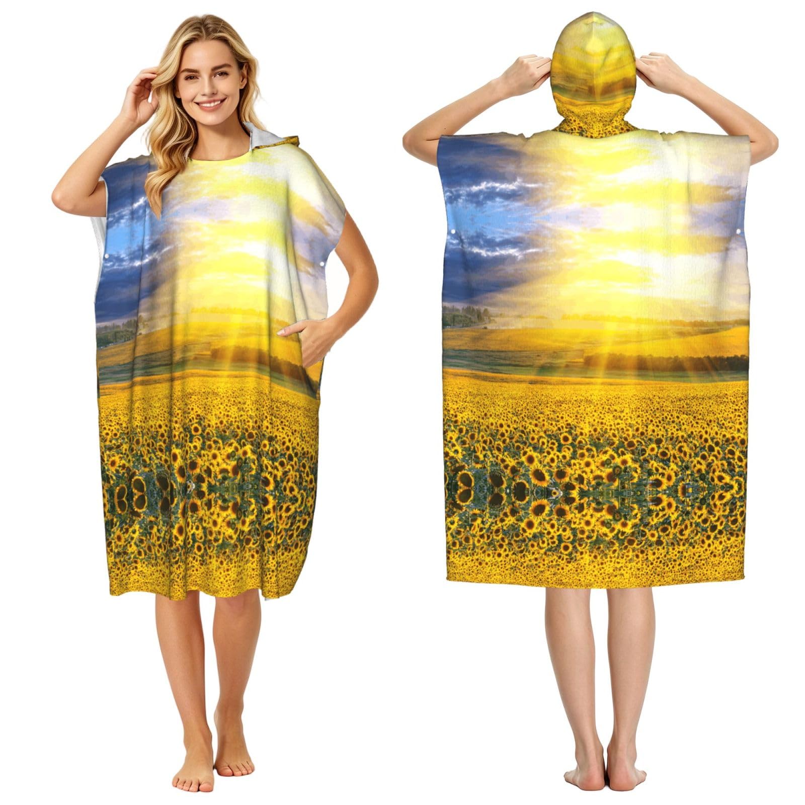Poncho en tissu éponge imprimé pour la plage et le spa