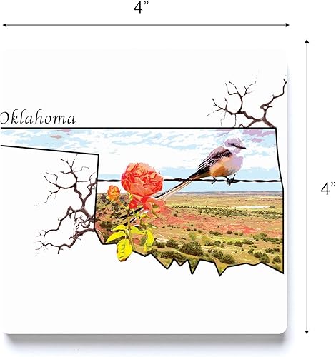 Miniatura 7 de Posavasos del estado de Oklahoma, decoración del hogar Joyride - Posavasos de cerámica individual, cuadrado individual de 4 pulgadas, parte trasera