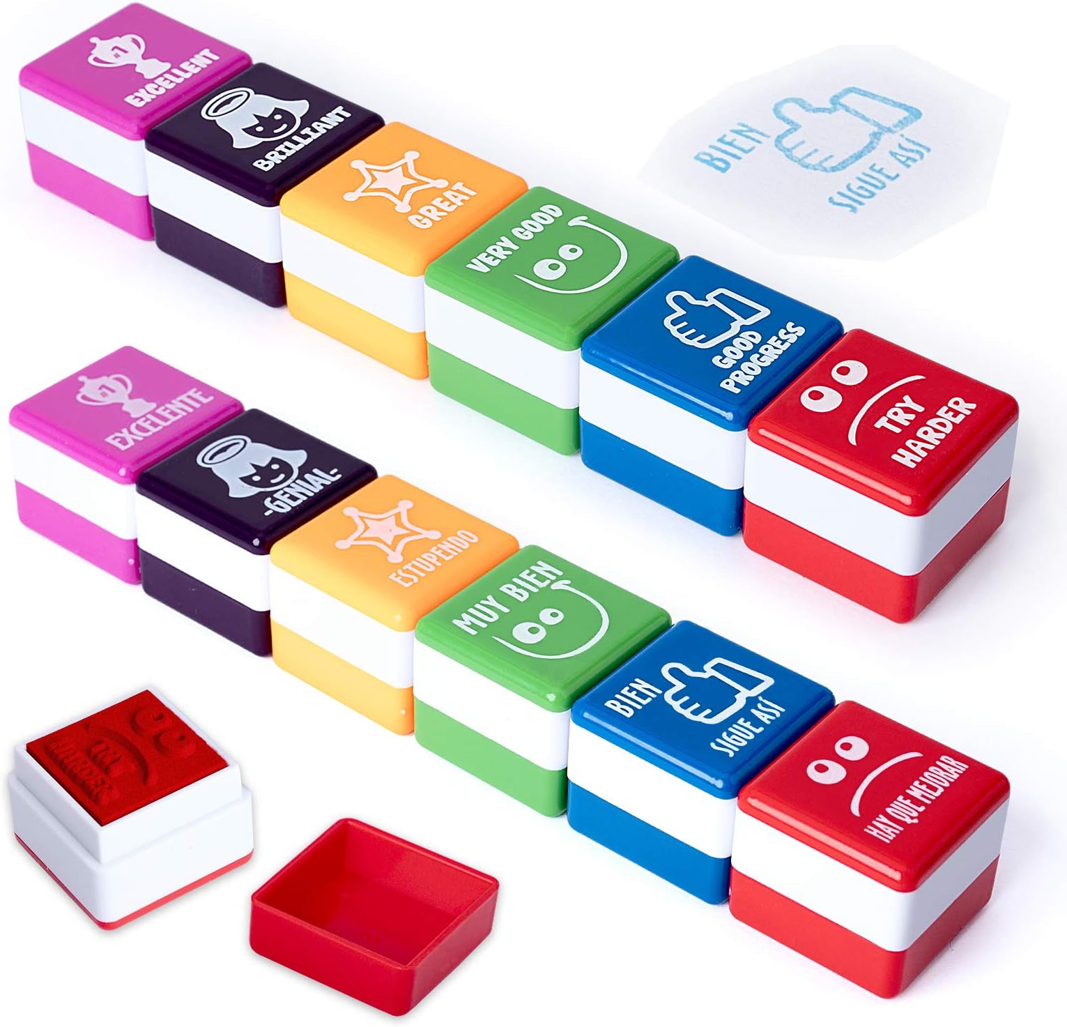8 Stück Belohnungsstempel Set - Selbstfärbend Für Lehrer Schule Motivation