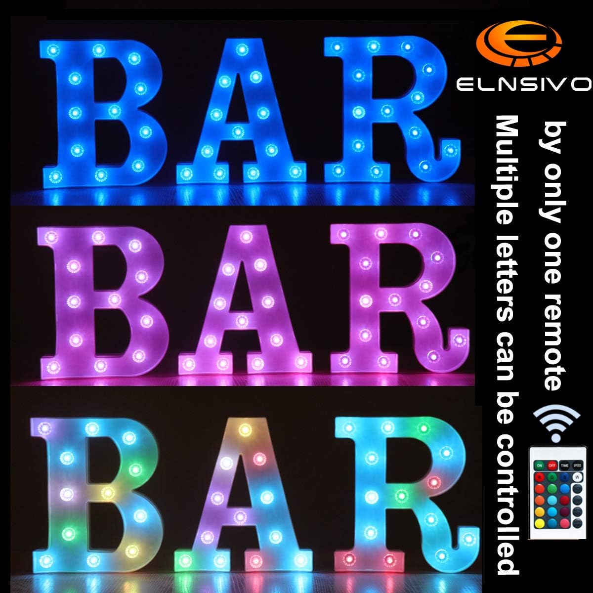 Colorful Marquee Light Up Letters with Remote Control Color Changing Light Up Letters Sign 16 Colors Lighted Letter with Lights for Home Wall Girls Bedroom Decor Christmas Wedding Birthday Party-C
