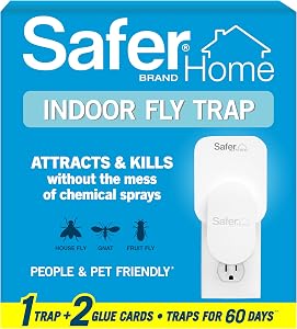 Zevo Flying Insect Trap - Plug-in Indoor Fly Trap and Bug Light Trap Refill with Blue and UV Light - No-Mess Cartridge for House Flies, Fruit Fly Trap and Gnats (1 Plug-in Base and 1 Cartridge)