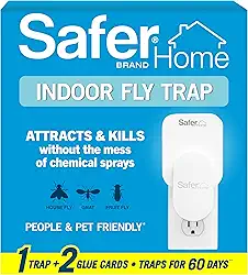 Safer Brand Safer Home Sh502 Armadilha para moscas conector para interiores, moscas de fruta, traças, insetos e outros insetos voadores - 400 pés quadrados de proteção, branco, sem tamanho