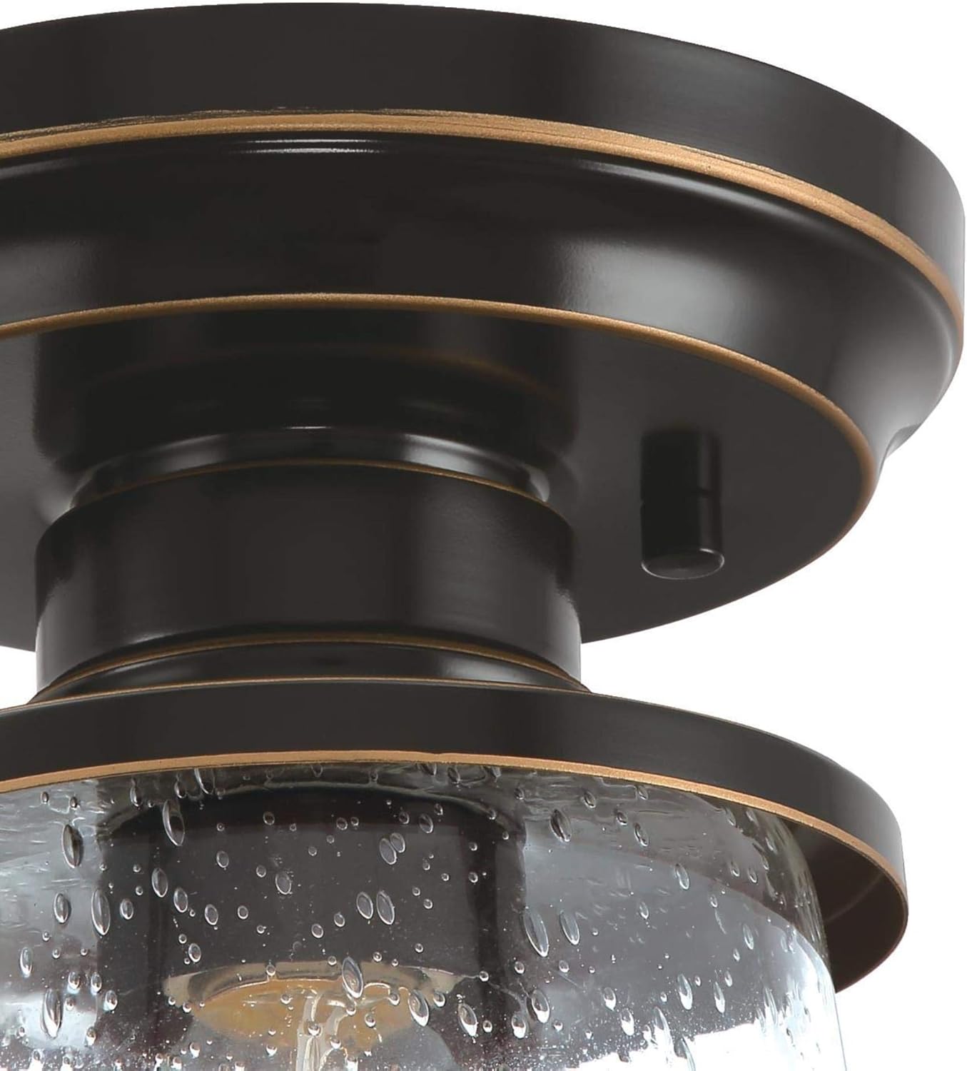 Westinghouse 6113000 Emma Jane 7 Inch Vintage-Style One-Light Outdoor Semi Flush Mount Ceiling Light, Amber Bronze Finish, Clear Seeded Glass