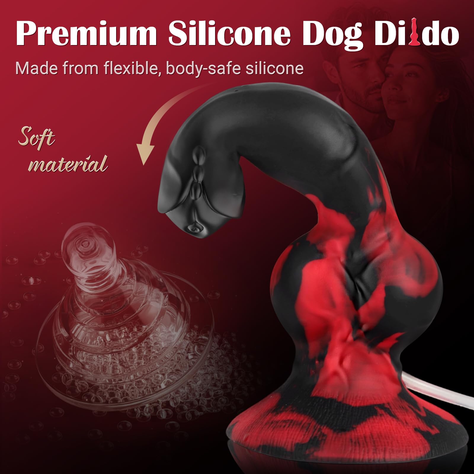 Squirting Monster Dildo Sex Toys, 8.3'' Silicone Ejaculating Fantasy Dildo Soft with 2 Knots, Beginners Dog Cumming Dildos with Suction Cup for G Spot Anal, Adult Sex Toy for Women Men