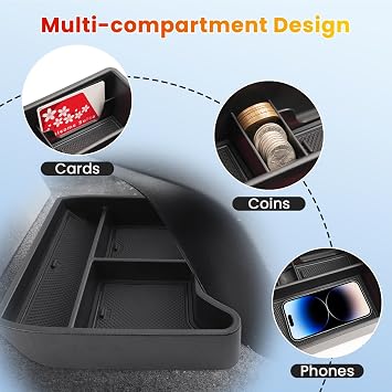 Compatible with VW ID.4 ID4 2021-2025 2026 & VW ID.5 ID5 2023-2026 Centre Console Organizer Armrest Storage Box Tray Center Organiser VW ID4 ID5 Accessories (Black)