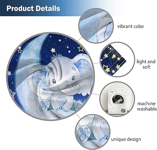 Miniatura 4 de Cortinas de ventana de elefante en acuarela para niños y niñas, estrella azul centelleante para bebé, sala de estar, dormitorio, guardería, hogar,