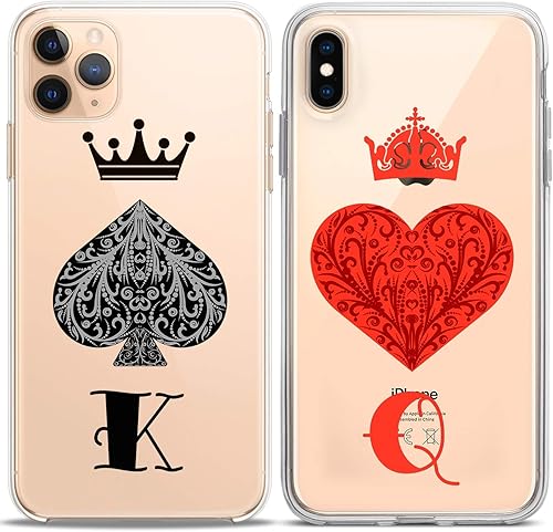 Miniatura 5 de Cavka Fundas a juego para parejas compatibles con iPhone 15 14 13 12 11 Pro Max Mini Xs 6s 8 Plus 7 Xr 10 SE 5 King Queen Spades Hes rojo negro