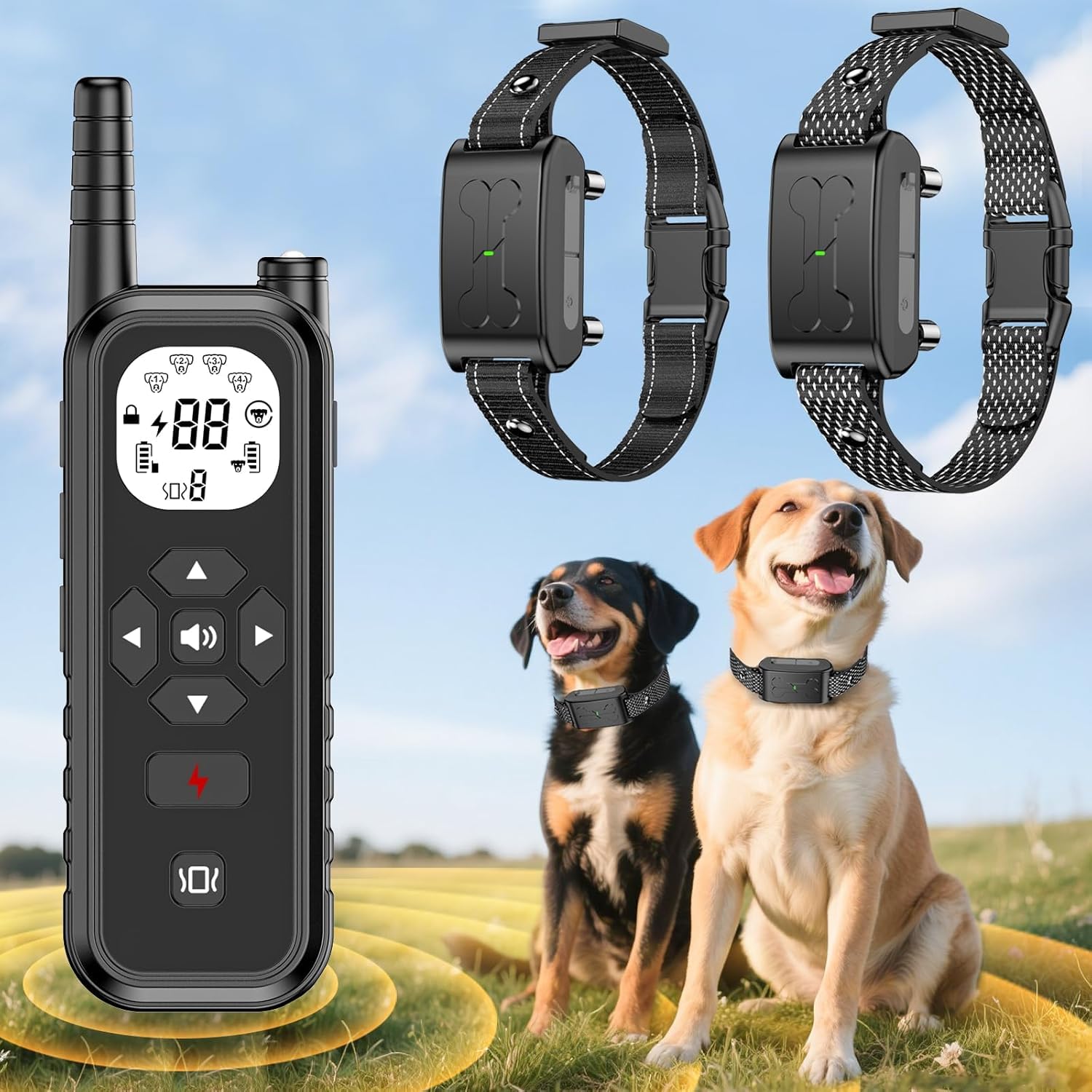 Photo 1 of RunFence Wireless Dog Fence, Electric Fence for Dogs,Training Collar with Remote Control 3800FT Range, Portable Dog Perimeter Collar with 3 Training Mode Flash Light & Waterproof for 2 Dogs Collar