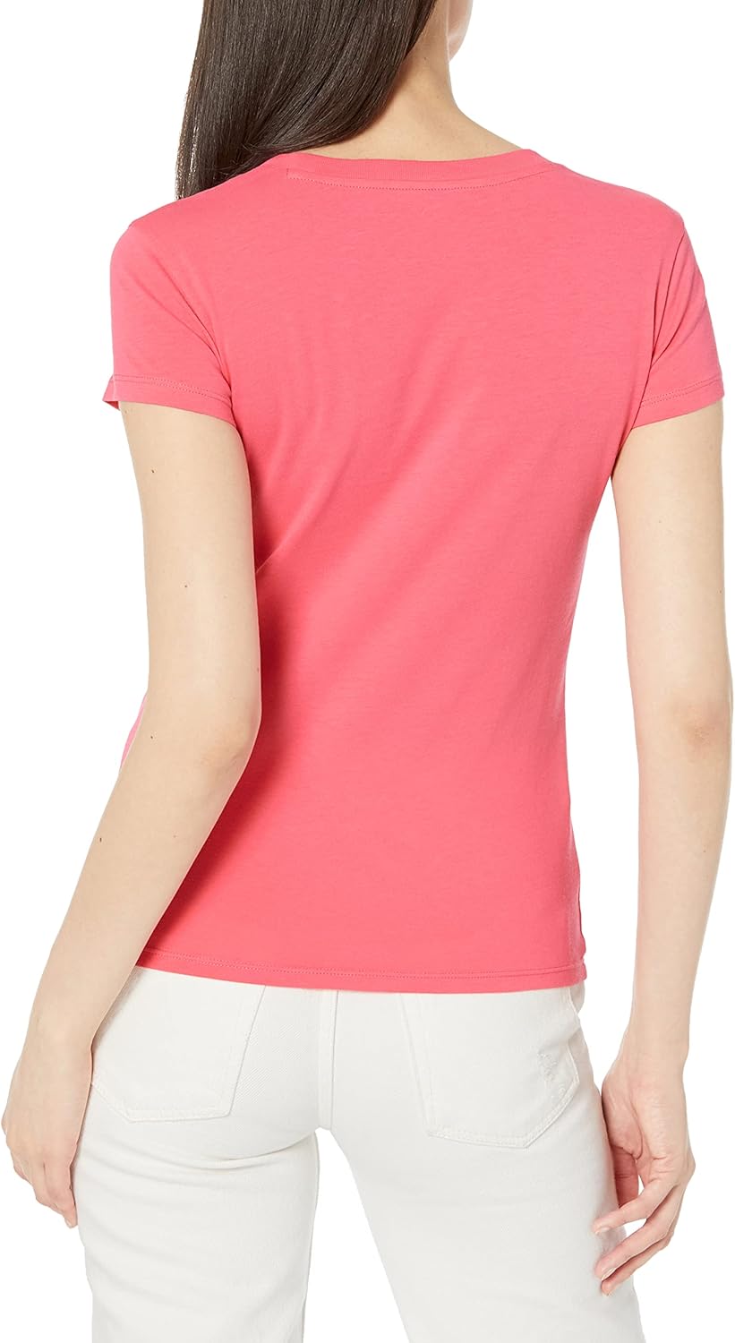 Armani Exchange Women's Crew Neck Slim Fit Falling Sequin Script Logo Tee, Highlight, X-Large - Image 2