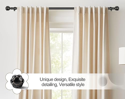 Miniatura 9 de KAMANINA - Cortineros para ventanas de 72 a 144 pulgadas (6-12 pies) de largo, cortinero resistente decorativo, ajustable, de 7/8 de pulgada con
