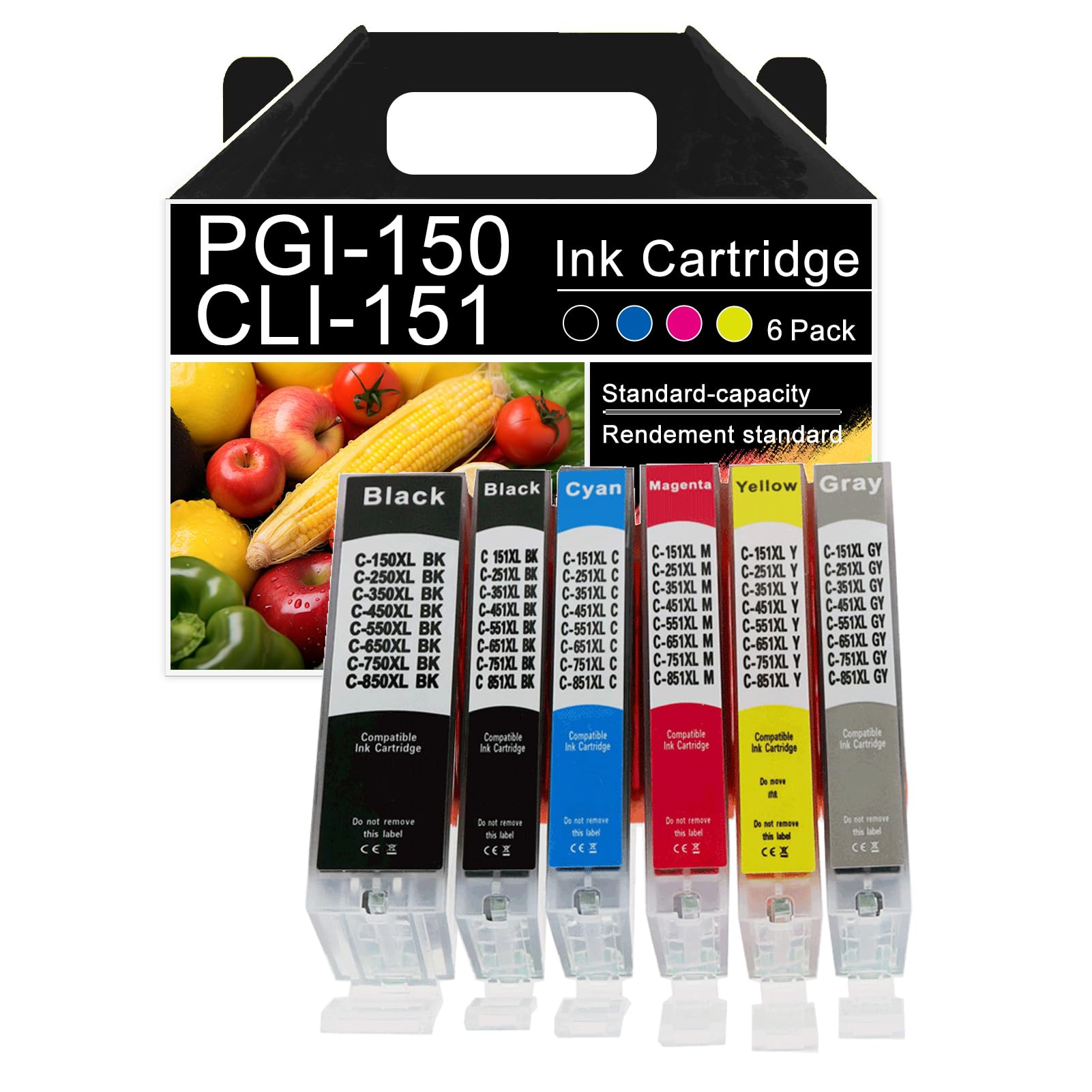 Compatible for PGI-150 CLI-151 Ink Cartridges for Canon 150XL 151XL Ink Cartridge Replacement for Canon MG5410 MG5510 MG5610 MG6310 MG6410 MG7110 MG7510 IP8710 Print, blue